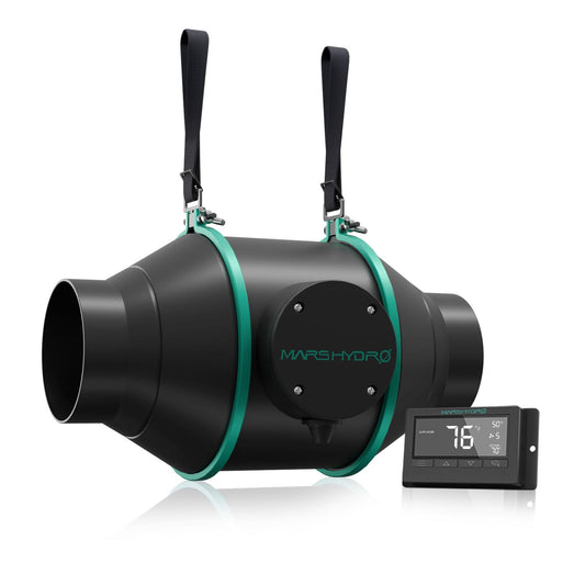 MARS HYDRO 4 Inch Inline Fan and Filter, with Temperature and Humidity Controller, and 25 Feet Ducting, Exhaust Fan for Grow Tents, Hydroponics