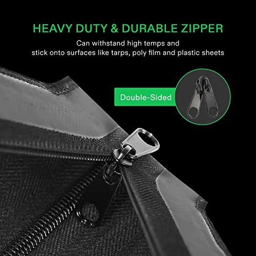 VIVOSUN 1-Pack Self Adhesive Zipper Door for Debris Barriers, 3In. x 7Ft. Peel & Stick, Heavy-Duty & Double-Sided Zipper for Tarp, Greenhouse, Indoor Outdoor Tent, Black