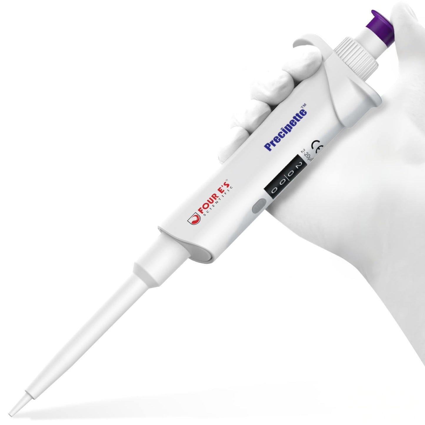 FOUR E'S SCIENTIFIC 20-200μL Pipette, Professional Single-Channel Pipettor Lightweight High Accurate Adjustable Variable Volume Micro Pipette with Calibration Certificate (Model LH0301006)