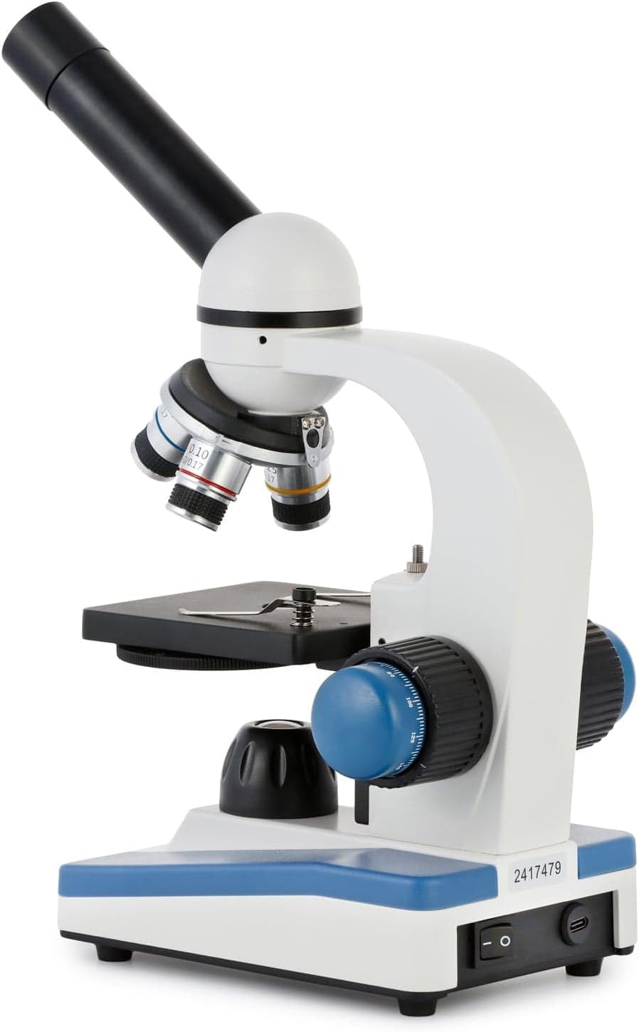 AmScope M150 Series Portable LED Monocular Student Compound Microscope - 40X-1000X Magnification - Microscope Kit Includes Dust Cover, 2 Clips & 2 Eyepieces