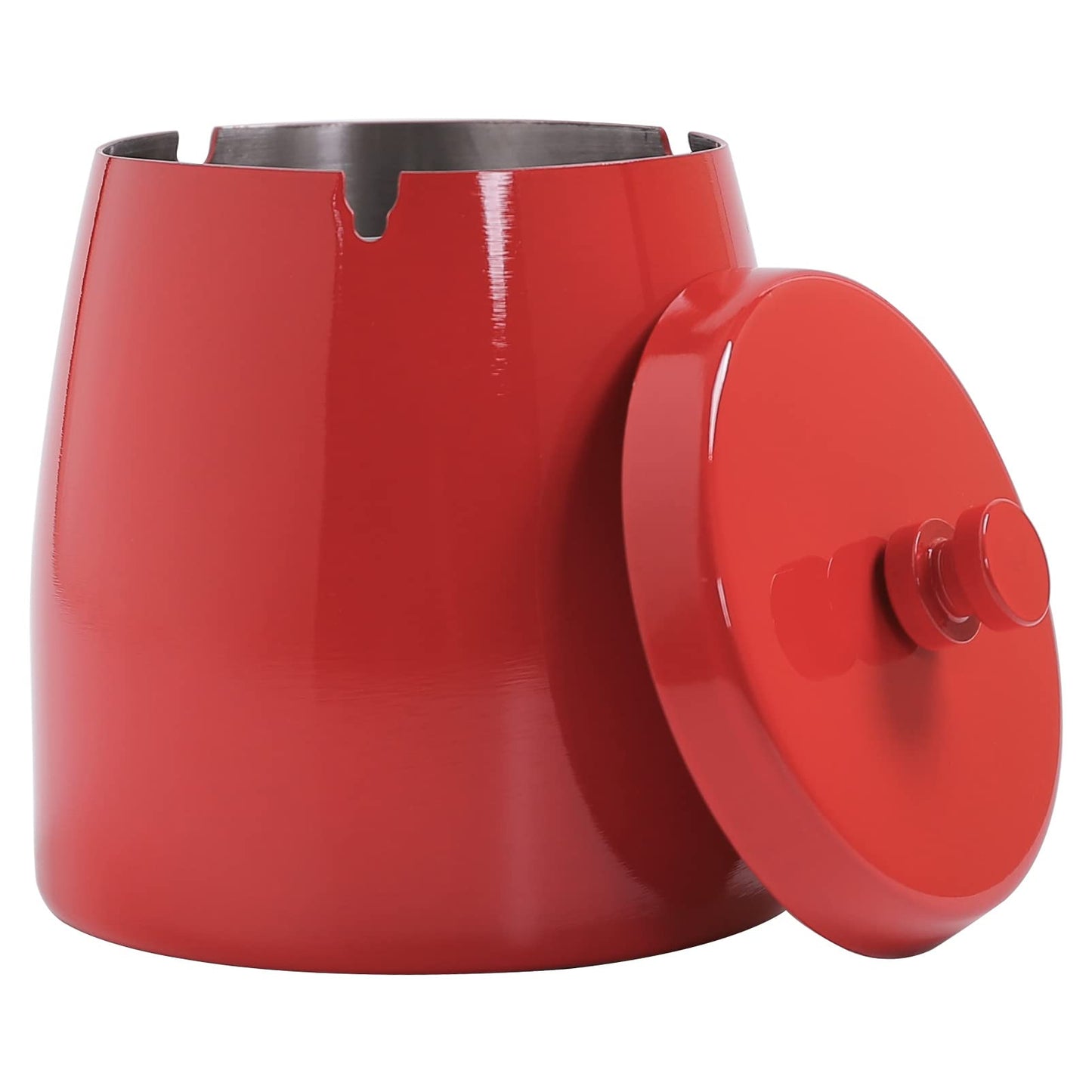 Ashtray with Lid for Cigarette, Stainless Steel Smokeless Odorless Windproof Ashtrays for Home Office Tabletop Outside Patio Outdoor Balcony(3.54"x3.0"x3.38")