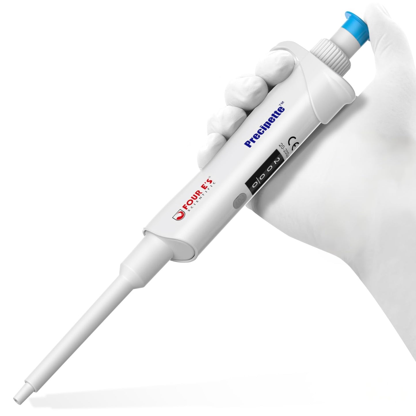 FOUR E'S SCIENTIFIC 20-200μL Pipette, Professional Single-Channel Pipettor Lightweight High Accurate Adjustable Variable Volume Micro Pipette with Calibration Certificate (Model LH0301006)