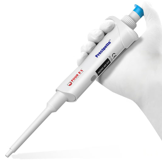 FOUR E'S SCIENTIFIC 20-200μL Pipette, Professional Single-Channel Pipettor Lightweight High Accurate Adjustable Variable Volume Micro Pipette with Calibration Certificate (Model LH0301006)