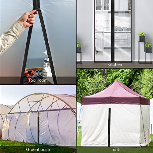 VIVOSUN 1-Pack Self Adhesive Zipper Door for Debris Barriers, 3In. x 7Ft. Peel & Stick, Heavy-Duty & Double-Sided Zipper for Tarp, Greenhouse, Indoor Outdoor Tent, Black