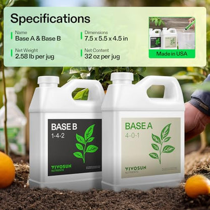 VIVOSUN Base A and B Liquid Nutrients, Size and Pack Options