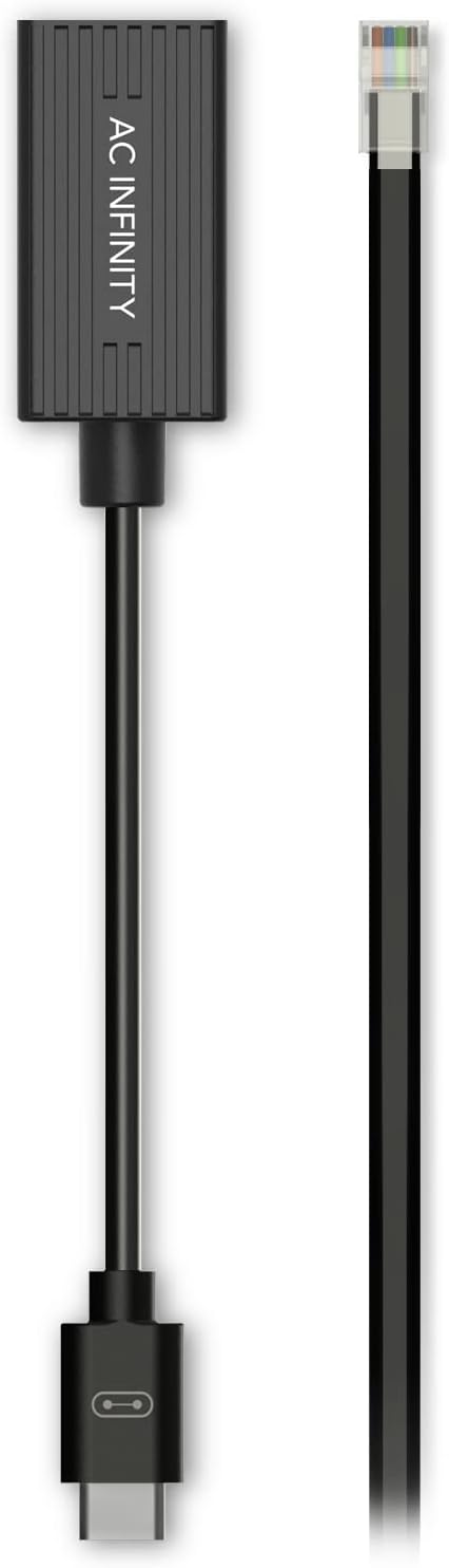 AC Infinity RJ11/12 to UIS Port Type-A Adapter Dongle, Conversion Cable Cord with Extension Cable for RJ11 RJ12 Grow Lights with PWM and 0-10V Current Sourcing Dimming