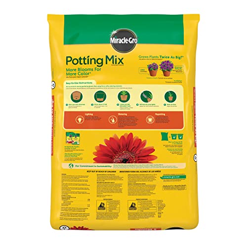 Miracle-Gro Potting Mix, For Container Plants, Flowers, Vegetables, Annuals, Perennials, Shrubs, Feeds for up to 6 Months, 16. qt., 2-Pack