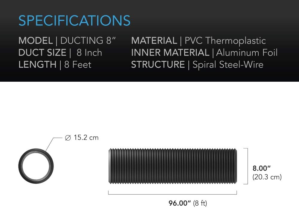AC Infinity Flexible Aluminum Ducting, Length and Size Options