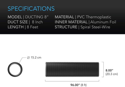 AC Infinity Flexible Aluminum Ducting, Length and Size Options