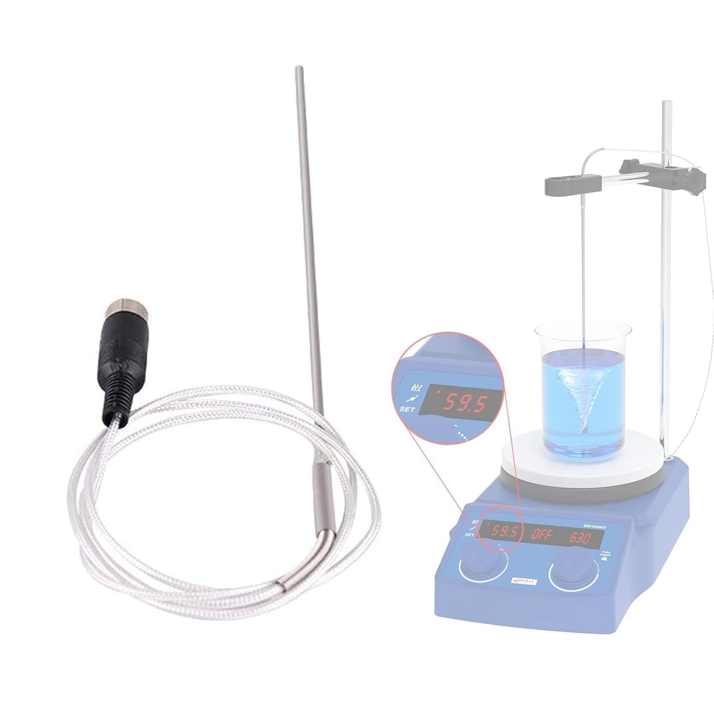 FOUR E'S SCIENTIFIC External Temperature Probe PT1000 for FOUR E'S SCIENTIFIC 5 Inch LED Digital Magnetic Hotplate Stirrer (Temperature Probe Only)