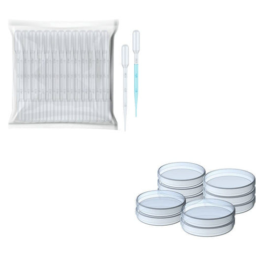 10Pcs Petri Dishes with 100Pcs Plastic Transfer Pipettes