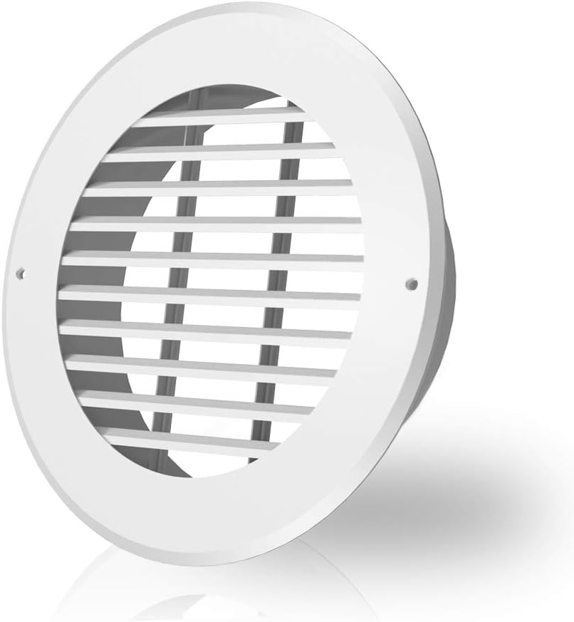 AC Infinity Wall-Mount Duct Grille Vent for 8-Inch Ducting, White Metal, Heating Cooling Ventilation and Exhaust