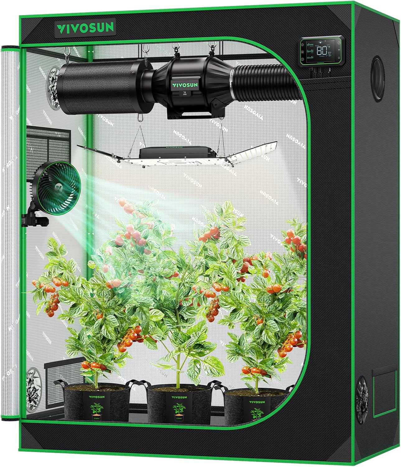 S425 4X2 Grow Tent, 48"X24"X60" High Reflective Mylar with Observation Window and Floor Tray for Hydroponics Indoor Plant for VS2000