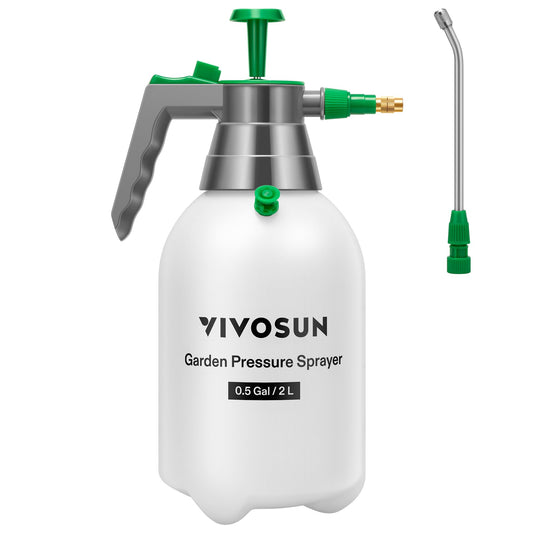 VIVOSUN 0.5Gal Handheld Garden Sprayer, 2L Pump Sprayer, 68 Oz Water Spray Bottle with Safety Valve, Adjustable Nozzle, Extended Spray Rod & Additional Seals, Ideal for Watering, Fertilizing, Cleaning