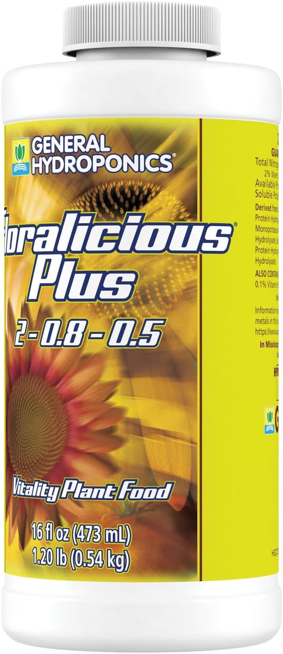 General Hydroponics Floralicious Plus, Vitality Plant Food, 2-0.8-0.5, 16.oz.