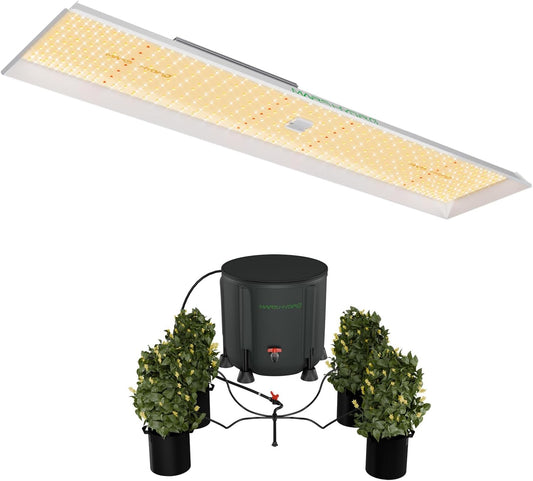 MARS HYDRO TSL2000 300W Led Grow Lights with Auto Drip Irrigation Kits for Indoor Plants, Full Spectrum Dimmable Daisy Chain Growing Lamps for Seed Starting Vegetables Bloom