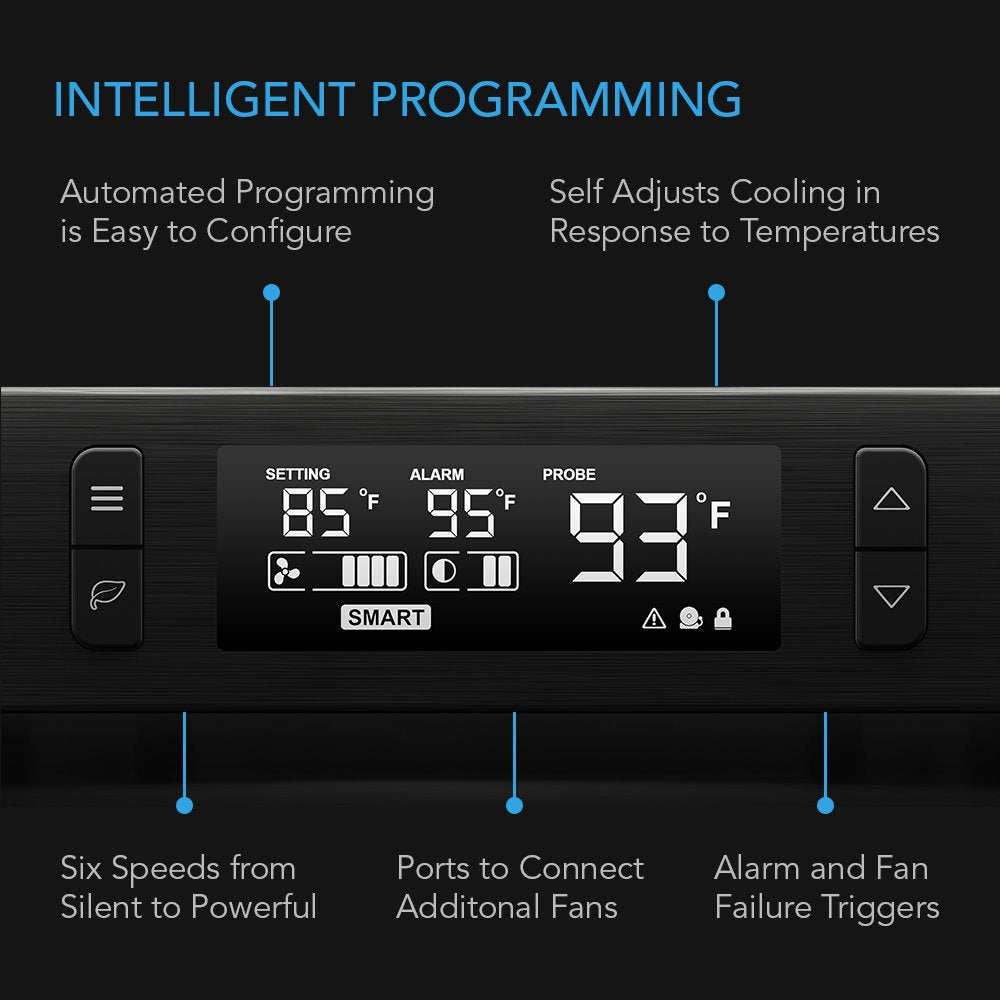 AC Infinity AIRCOM T10, Quiet Cooling Blower Fan System 17" Front-Exhaust, for Receivers, Amps, DVR, AV Cabinet Components, Compatible with Digital Video Recorder