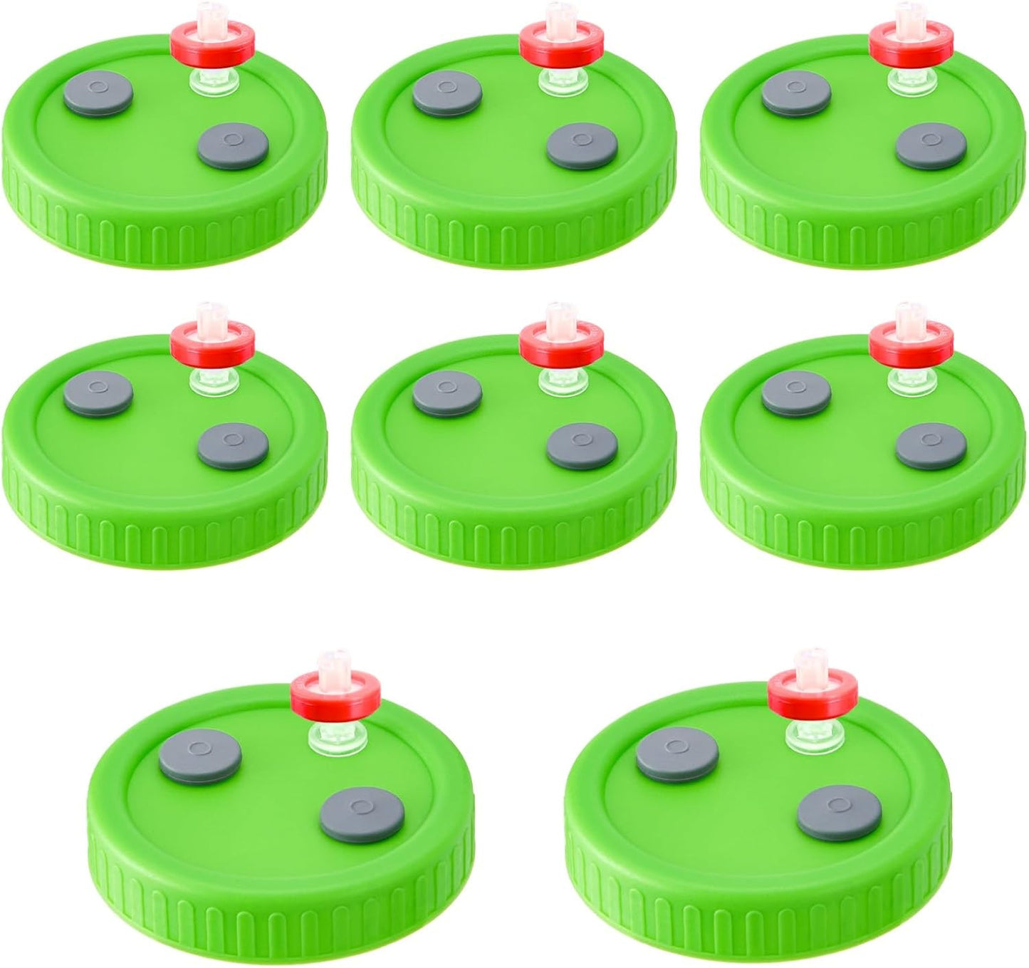 FOUR E'S SCIENTIFIC 8 Pcs Liquid Culture Lids, Wide Mouth Mason Jar Lids Mushroom Cultivation Kit with 0.22μm PTFE Filters and Self-healing Rubber Stoppers