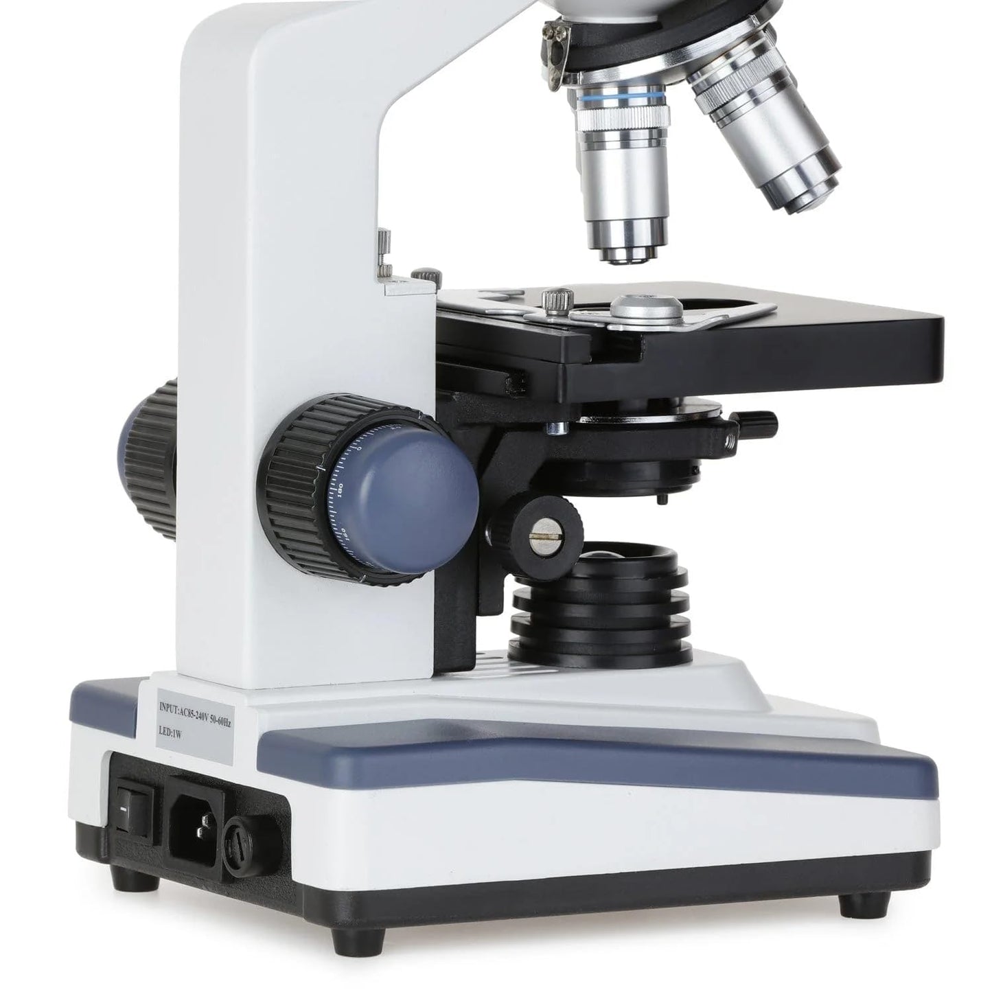 AmScope B120 Series Student & Professional LED Binocular Compound Microscope - 40X-2500X Magnification - Includes 5MP USB Camera & Siedentopf Head