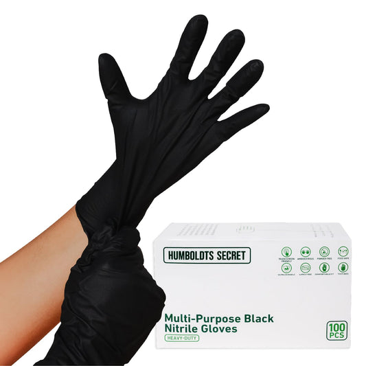 Humboldts Secret Black Nitrile Gloves Disposable Latex Free & Powder Free