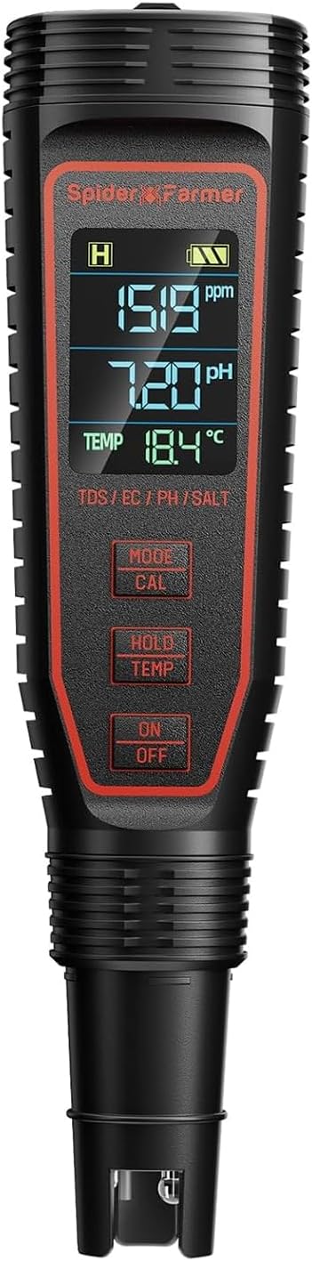 Spider Farmer 5-in-1 Digital pH Meter Kit Pen Tester for Water Hydroponics