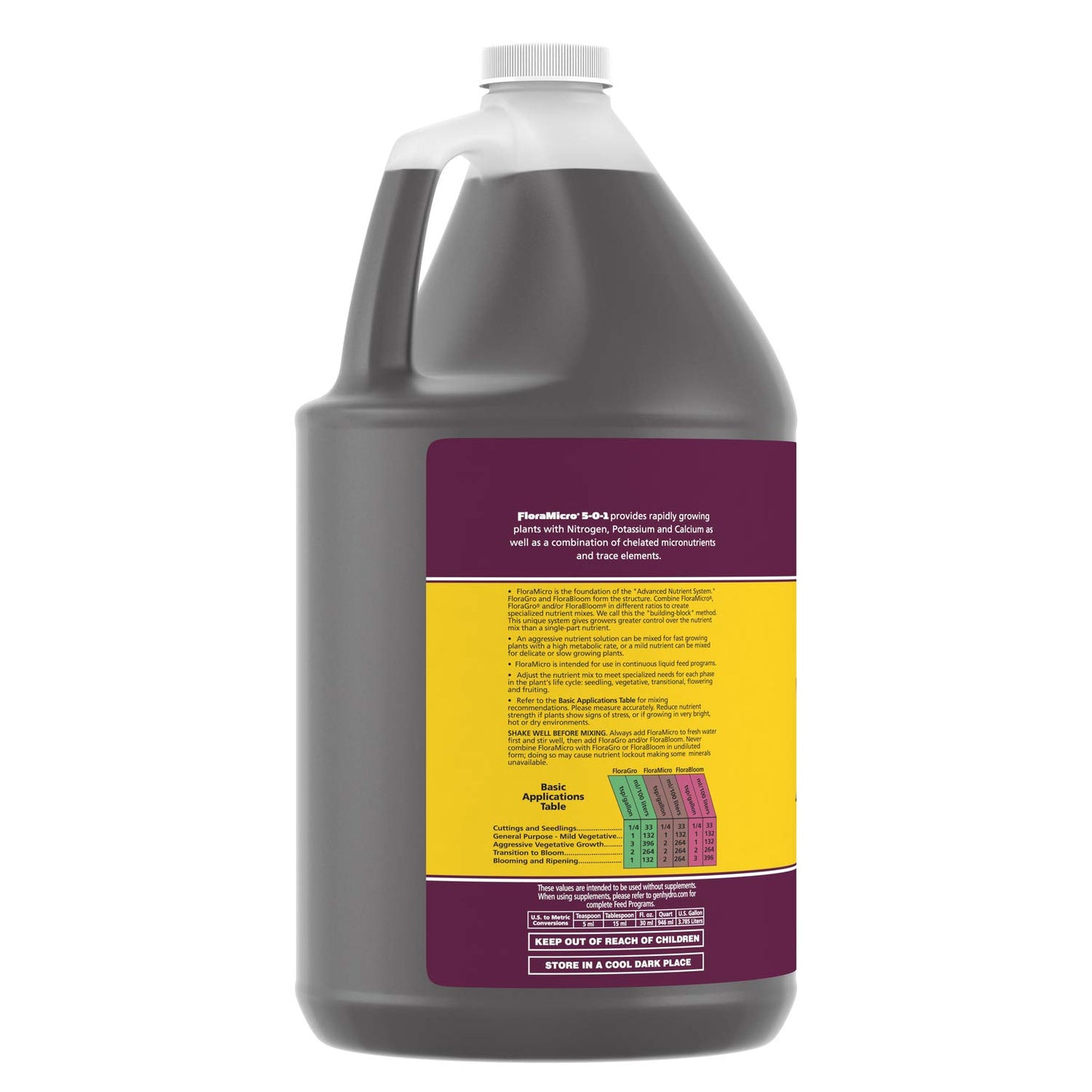 General Hydroponics FloraMicro 5-0-1, Use with FloraBloom & FloraGro For A Tailor-Made Nutrient Mix Ideal for Hydroponics, 1-Quart