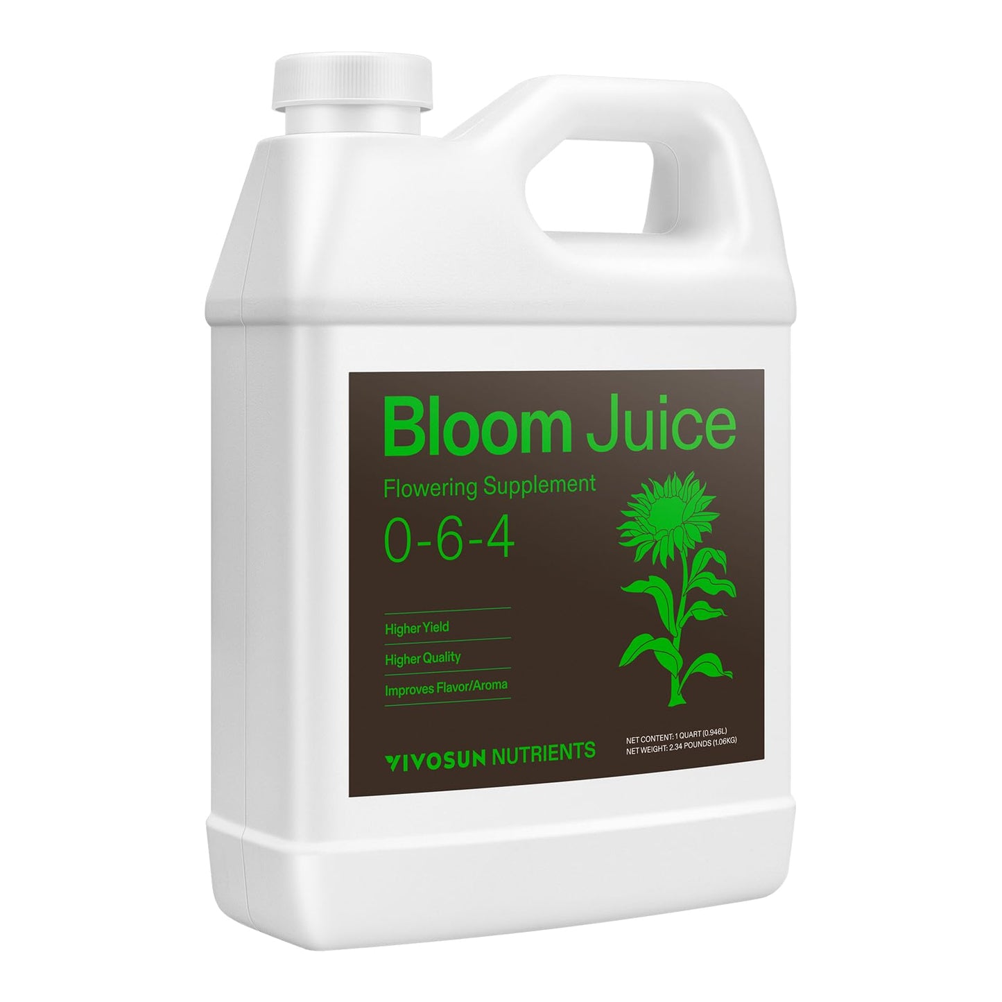 VIVOSUN Bloom Juice (0-6-4), Flowering Supplement Liquid Fertilizer for Flowering Stage, Concentrated Plant Food for All Flowering Plants, 32 Ounces/1 Quart