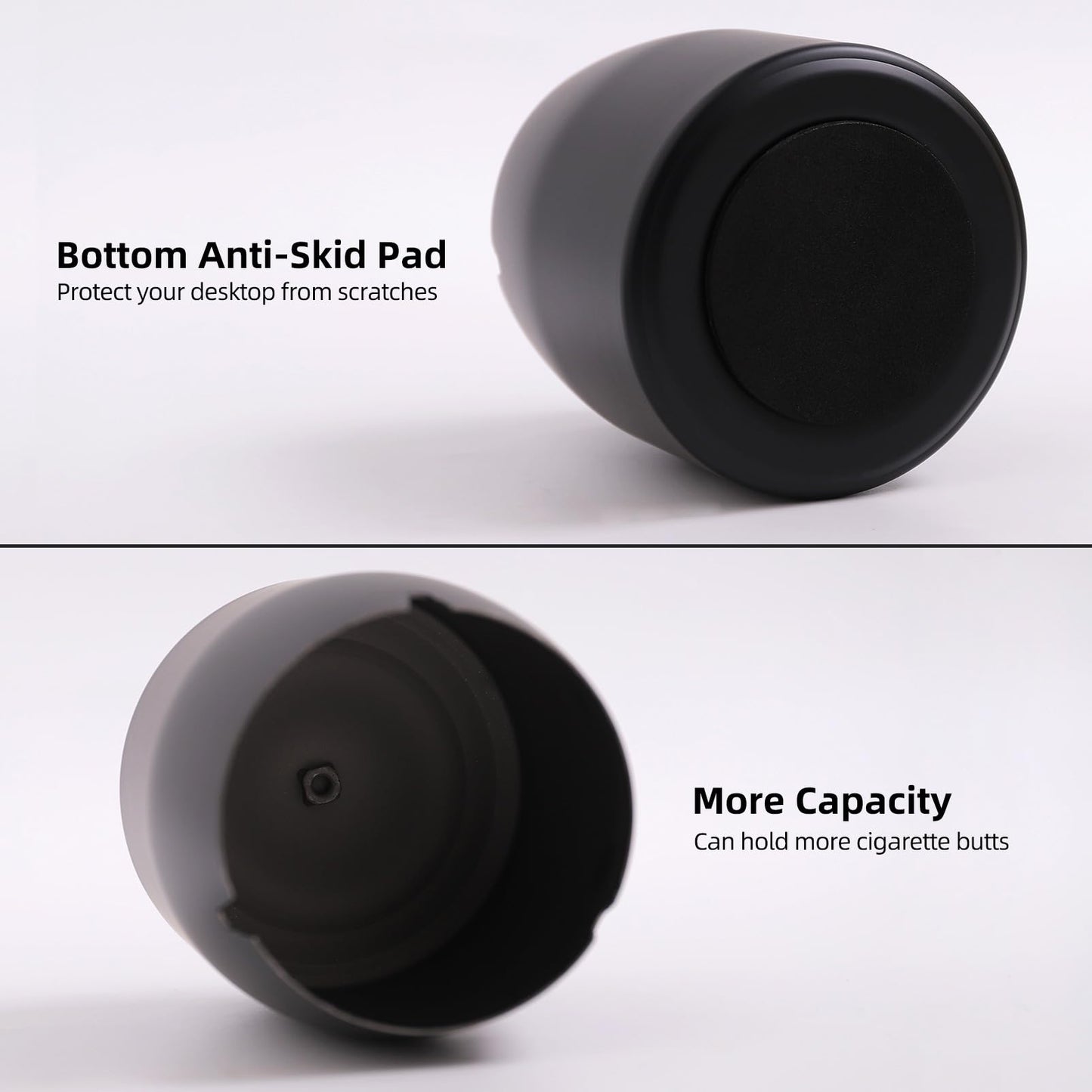 Ashtray with Lid for Cigarette, Stainless Steel Smokeless Odorless Windproof Ashtrays for Home Office Tabletop Outside Patio Outdoor Balcony(3.54"x3.0"x3.38")