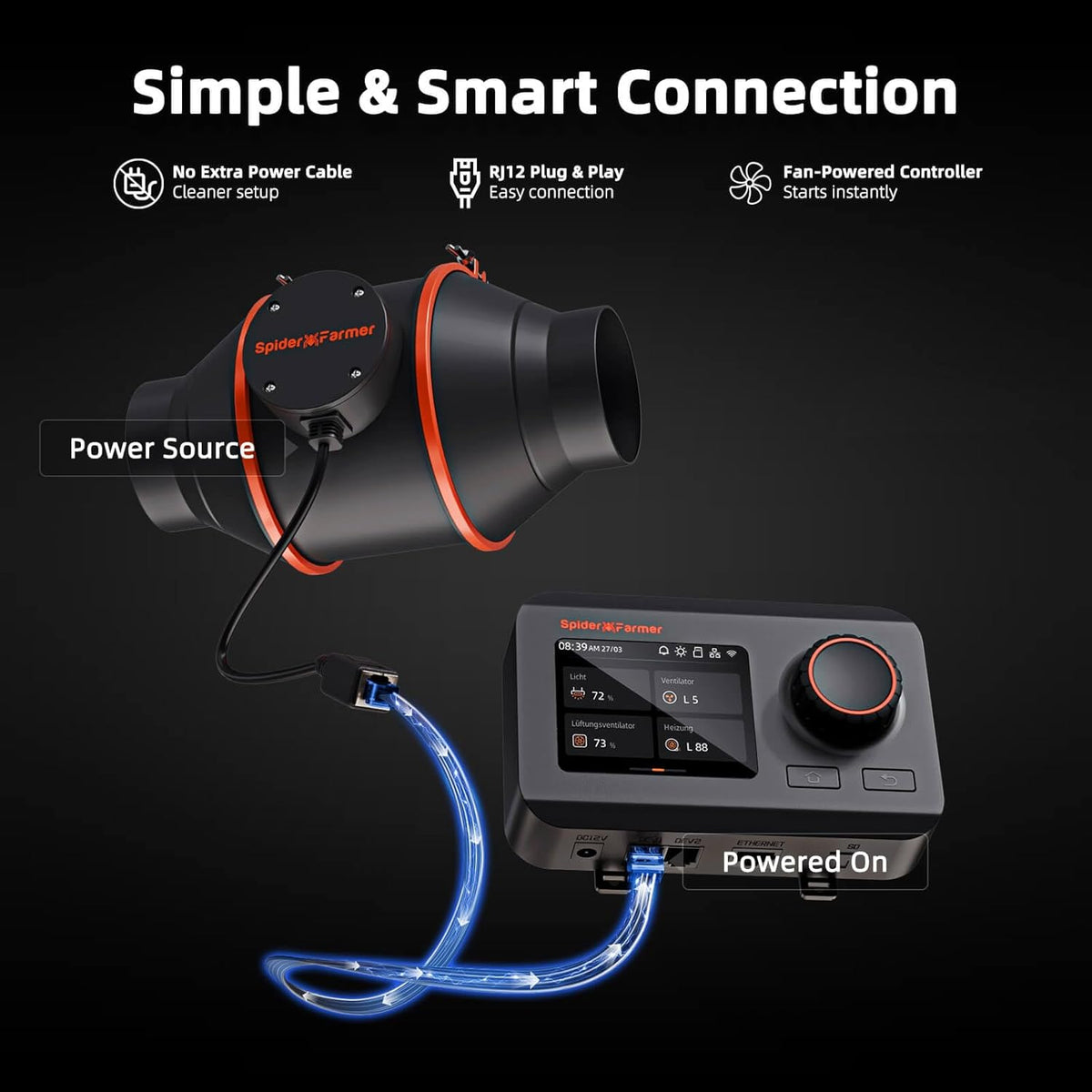 Spider Farmer 6 Inch Air Filtration Kit with Temp Humidity Controller