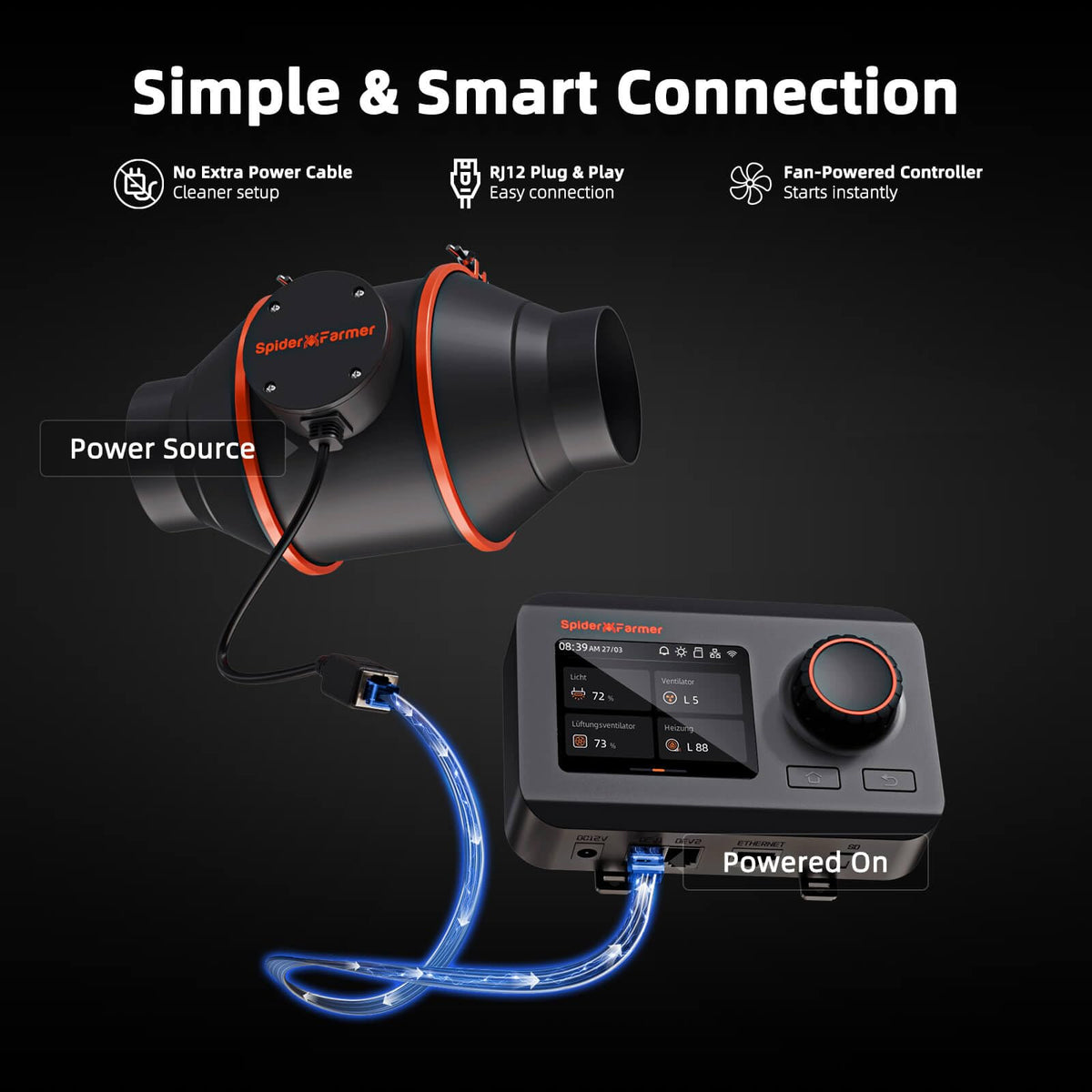 Spider Farmer 6 Inch Air Filtration Kit with Temp Humidity Controller