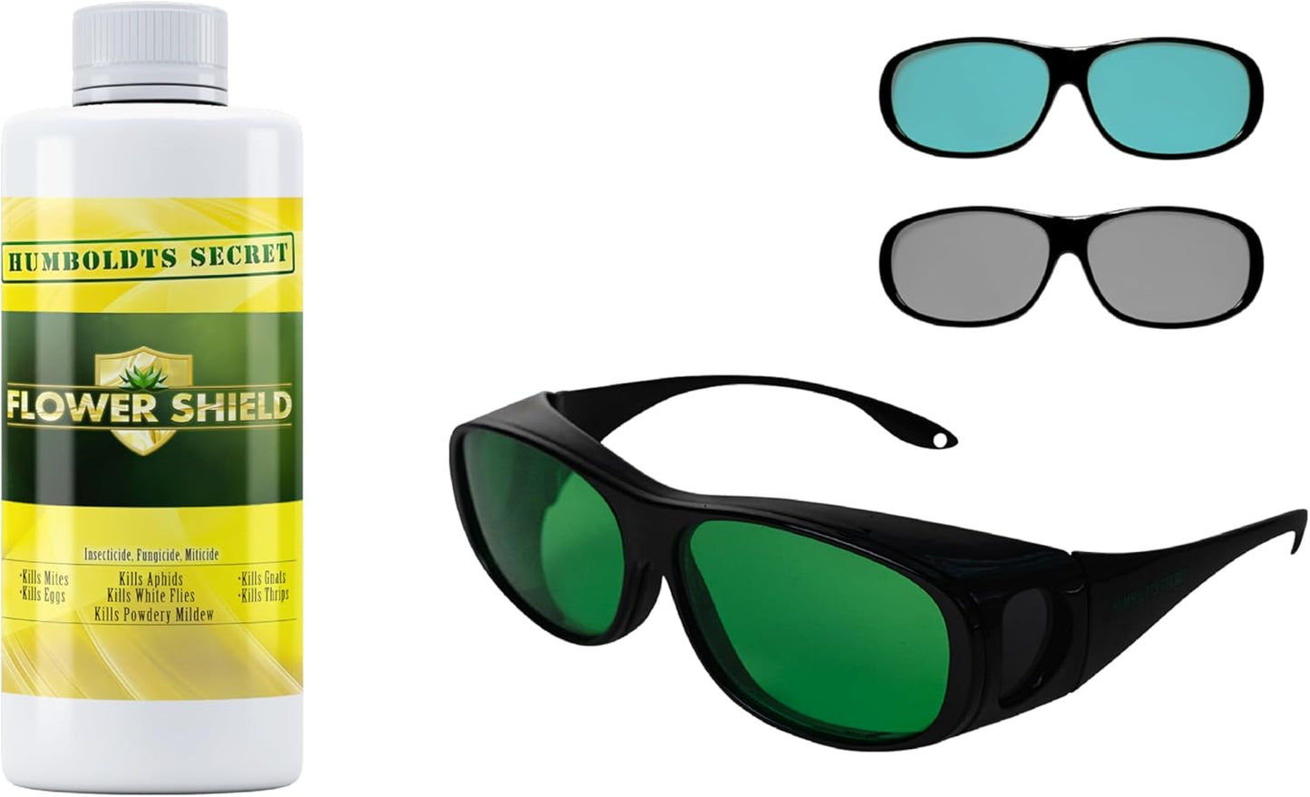 Humboldts Secret Flower Shield – Plant and Flower Protection – Healthy Treatment for Pests and Fungus (2 Oz) w/Grow Room Glasses | Interchangeable Magnetic Sunglasses with UVA/UVB Blocking Protection
