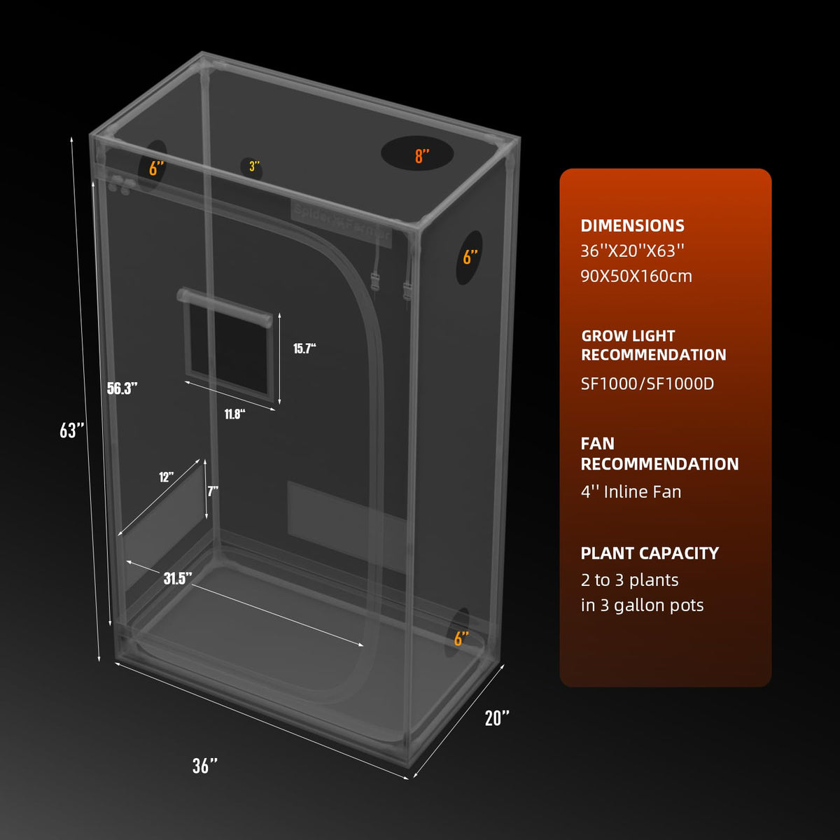 Spider Farmer 4x4 Grow Tent 48"x48"x80" Indoor Plant Growing 2026 New