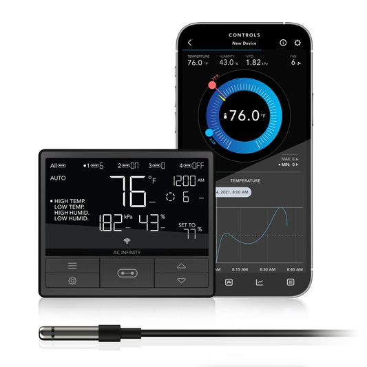 AC Infinity Controller 69 PRO+, Smart Environmental Controller 8-Port with Temp, Humidity, VPD, Timer, Cycle, Schedule Controls, for Grow Tent Cooling Ventilation Lighting (Bluetooth + WiFi, 8-Port)