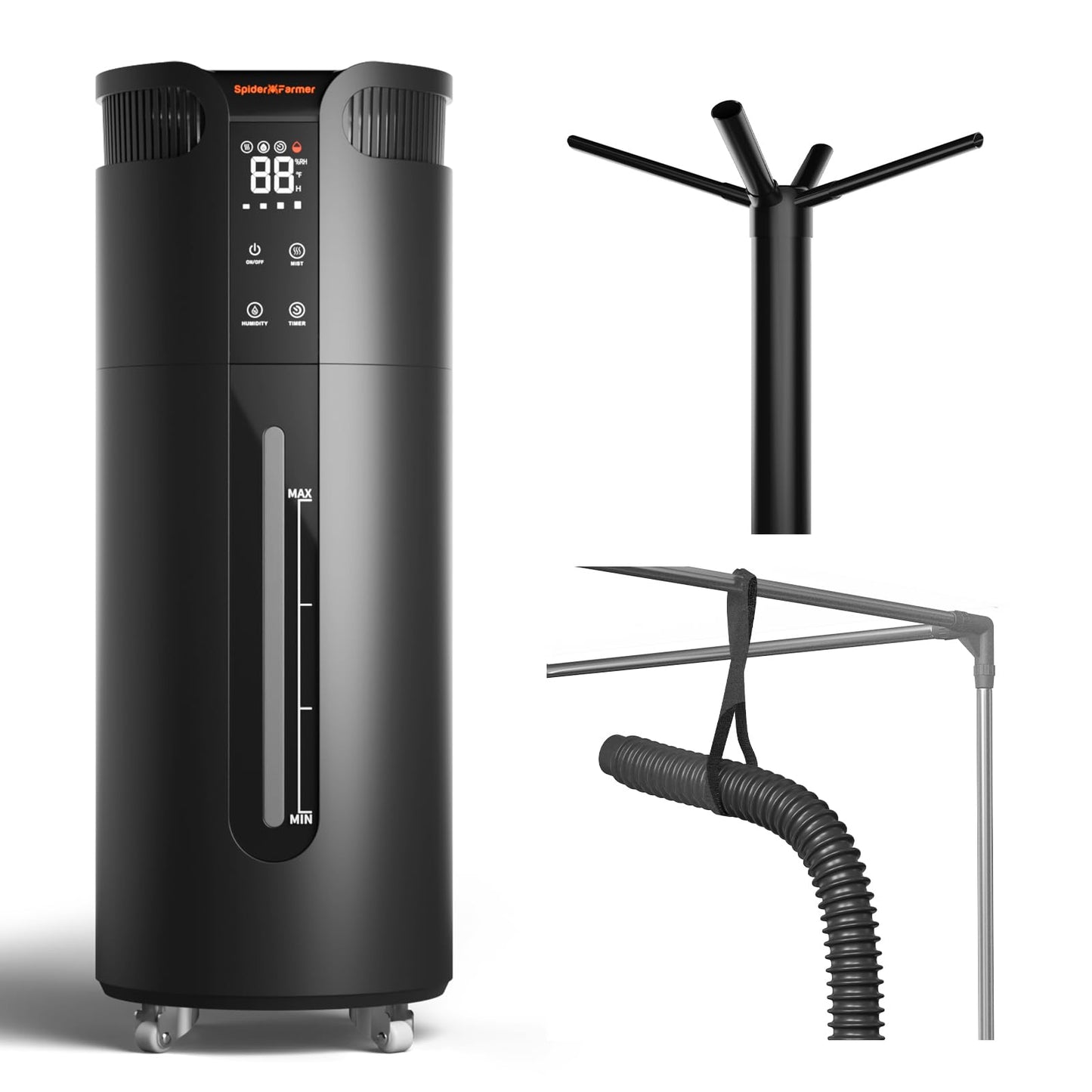 Spider Farmer 16L/4.2Gal Humidifier 1400ML/H Output for Grow Tent 2000 Sq.ft Large Room Plant Multi Extendable Hoses Splicing and Humidity Sensor Probe Cool Mist Quiet for Bedroom Greenhouse Indoor