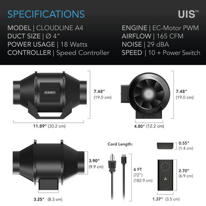 AC Infinity Inline Duct Fans with Controller Options