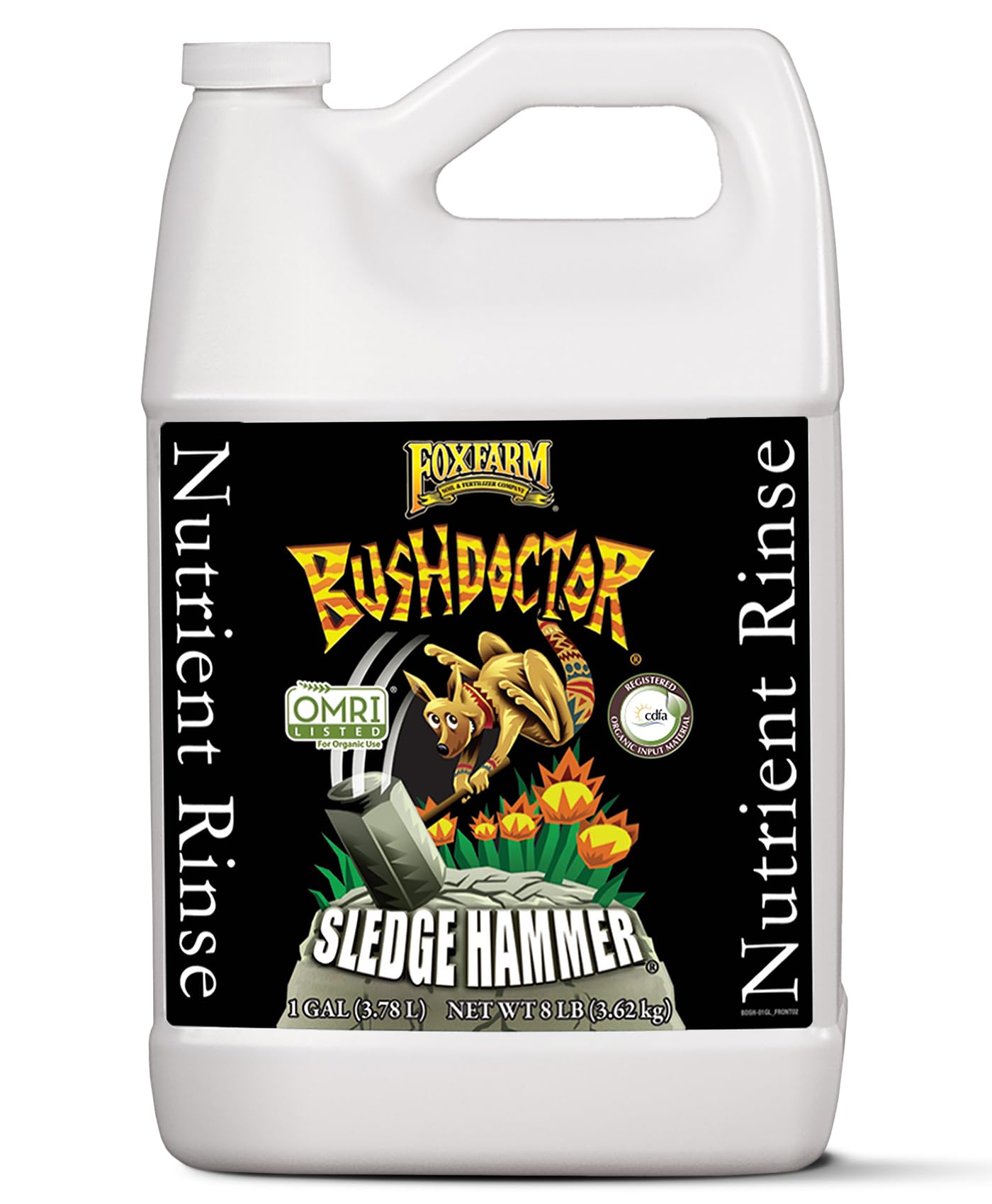 FoxFarm BushDoctor Sledgehammer - Rinse Formula with Yucca Saponin, Clears Fertilizer Buildup, Enhances Root Moisture Absorption - Perfect for Hydroponic and Soil Application (Quart)