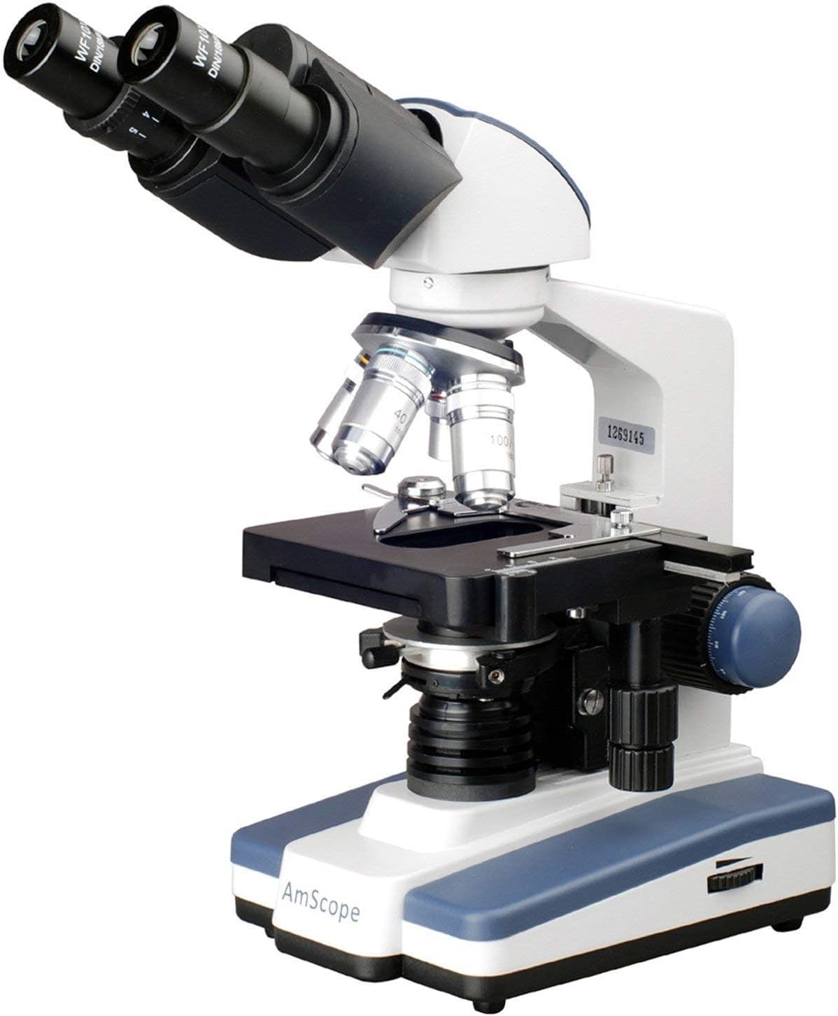 AmScope B120 Siedentopf Binocular Compound Microscope, 40X-1000X Magnification, Brightfield, LED Illumination, Abbe Condenser, Double-Layer Mechanical Stage