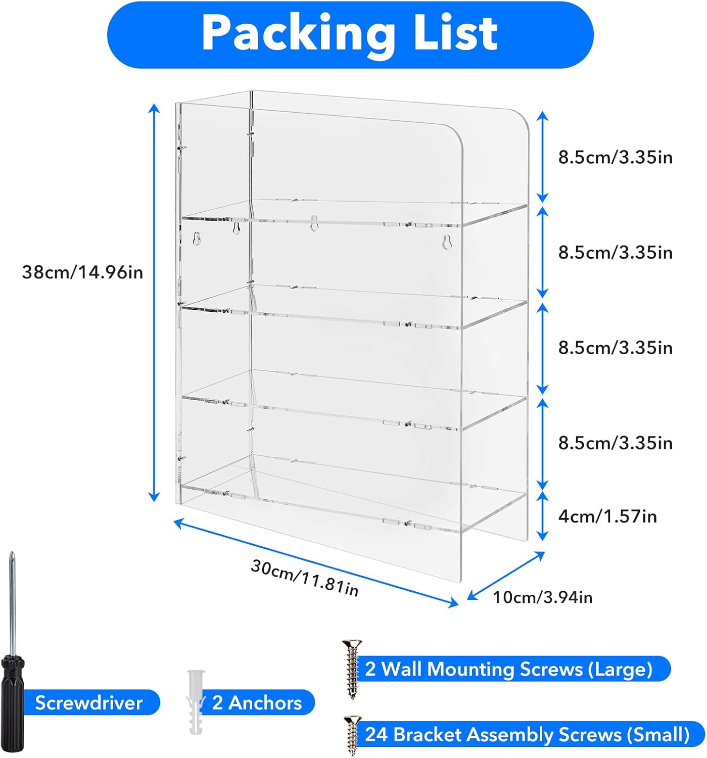 FOUR E'S SCIENTIFIC Acrylic Pipette Rack, Clear Counter Top Wall Mounted Pipette Stand with 4 Compartment Lab Holder for Laboratory Office