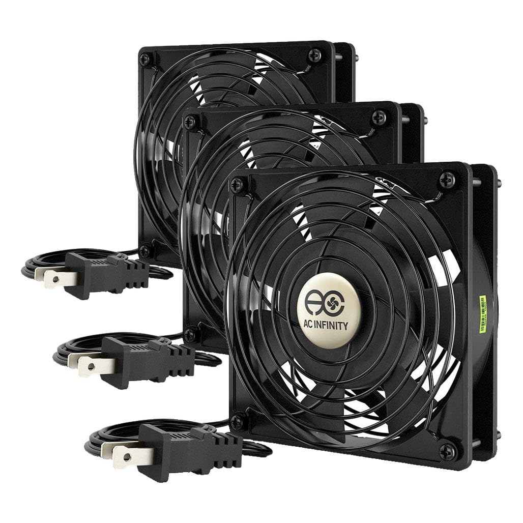 AC Infinity AXIAL 1225, Quiet Muffin Fan, 120V AC 120mm x 25mm Low Speed, UL-Certified for DIY Cooling Ventilation Exhaust Projects