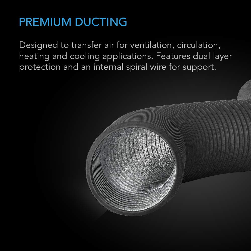 AC Infinity Flexible 4-Inch Aluminum Ducting, Heavy-Duty Four-Layer Protection, 8-Feet Long for Heating Cooling Ventilation and Exhaust