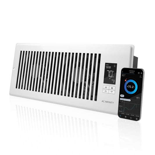 AC Infinity AIRTAP T4 White, Register Booster Fan for 4” x 10” Register Holes, Improves Heating & Cooling Vents, Quiet 10-Speeds, Bluetooth App Control Data Alerts. ONLY FITS 4” x 10” Duct Openings