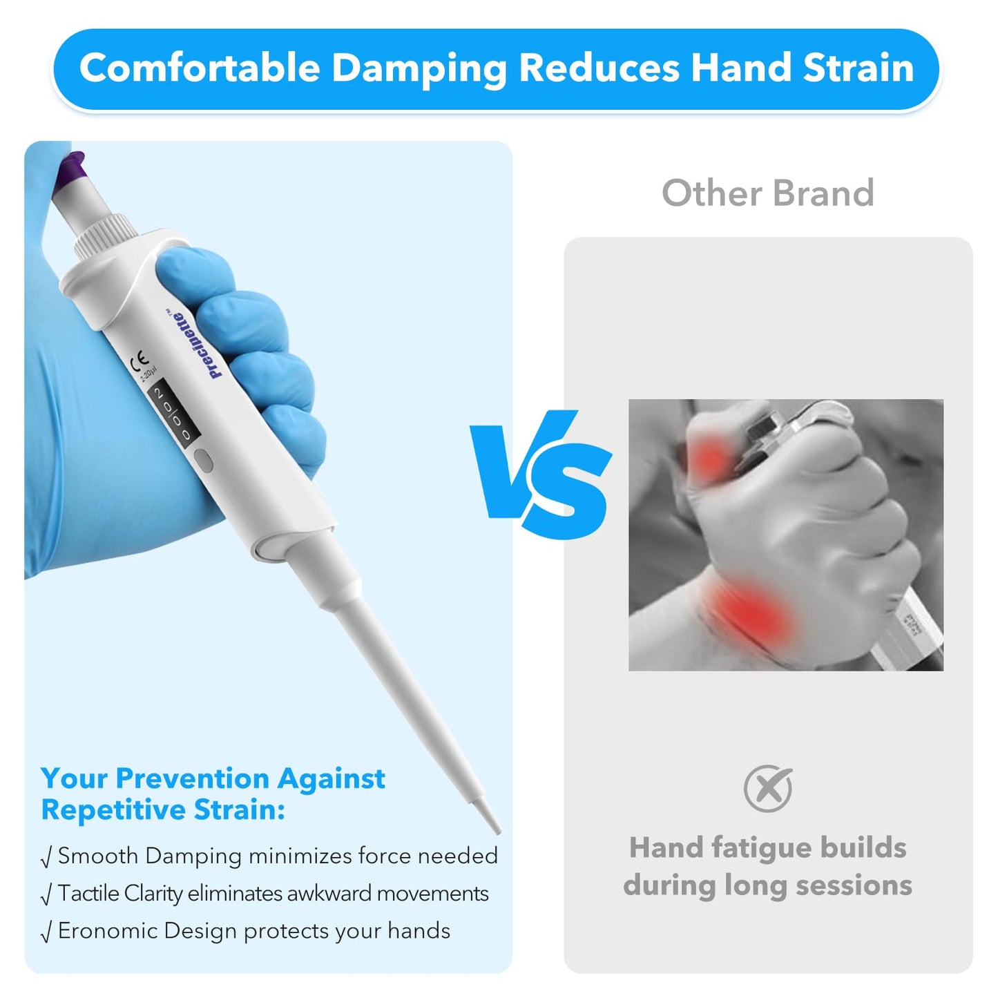 FOUR E'S SCIENTIFIC 20-200μL Pipette, Professional Single-Channel Pipettor Lightweight High Accurate Adjustable Variable Volume Micro Pipette with Calibration Certificate (Model LH0301006)