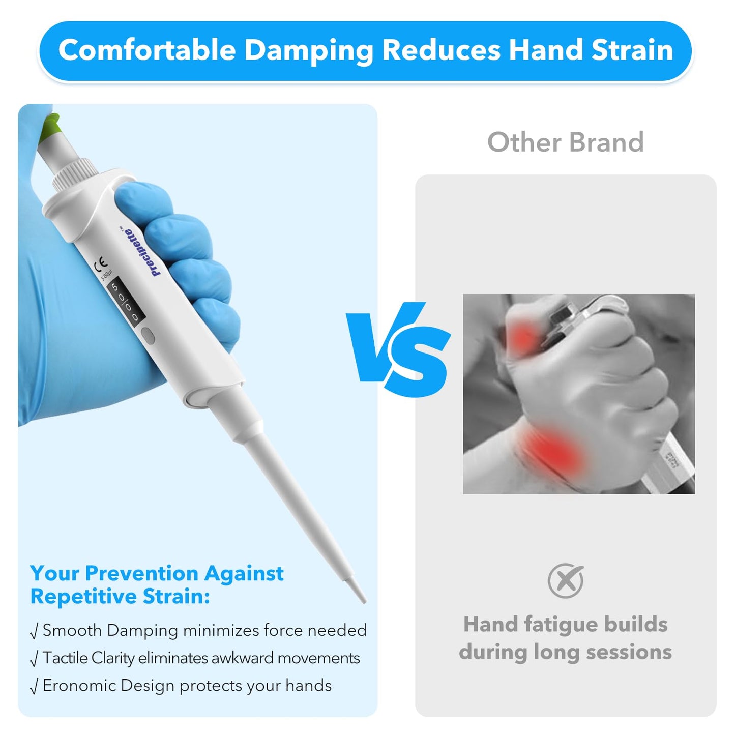 FOUR E'S SCIENTIFIC 20-200μL Pipette, Professional Single-Channel Pipettor Lightweight High Accurate Adjustable Variable Volume Micro Pipette with Calibration Certificate (Model LH0301006)