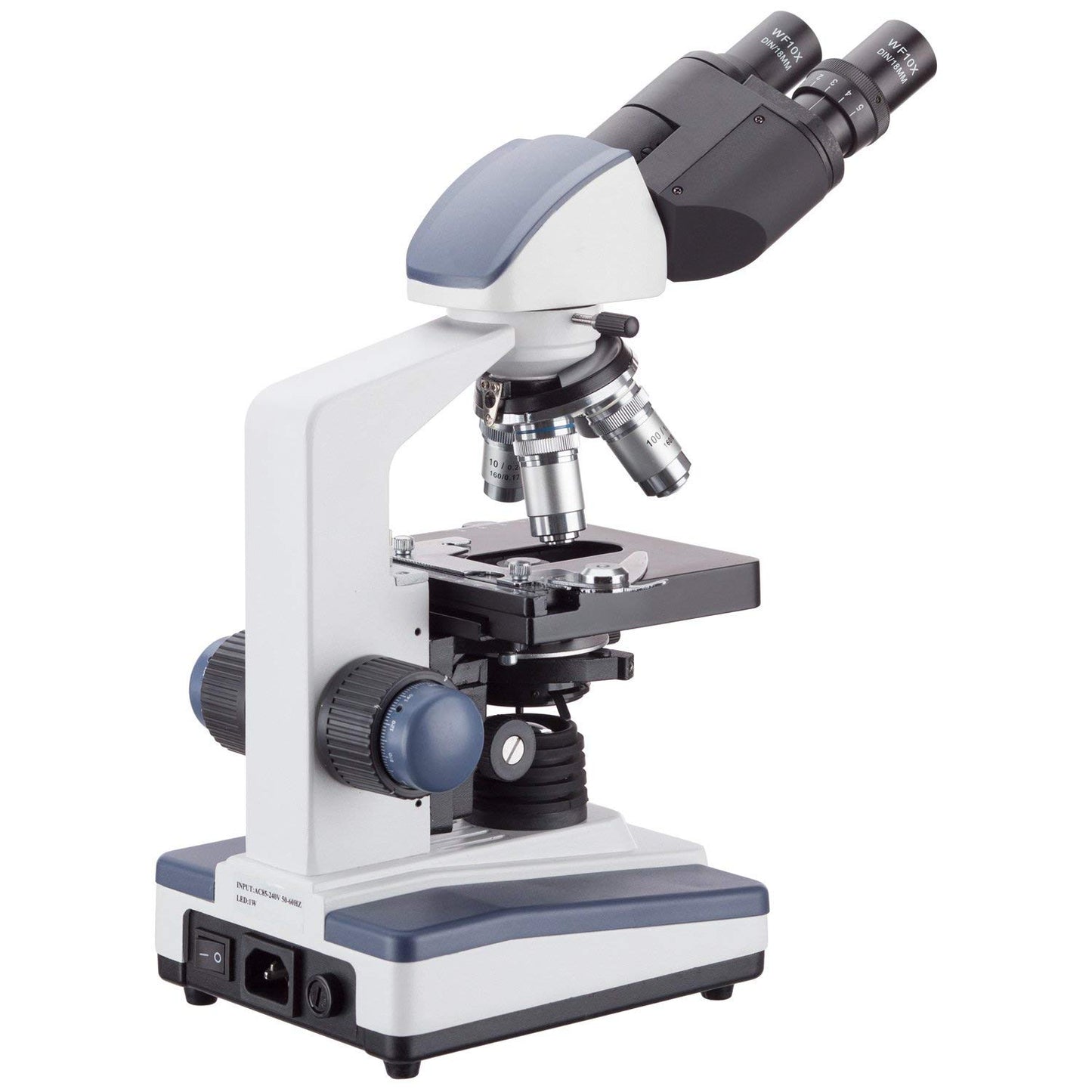 AmScope B120 Series Student & Professional LED Binocular Compound Microscope - 40X-2500X Magnification - Includes 5MP USB Camera & Siedentopf Head