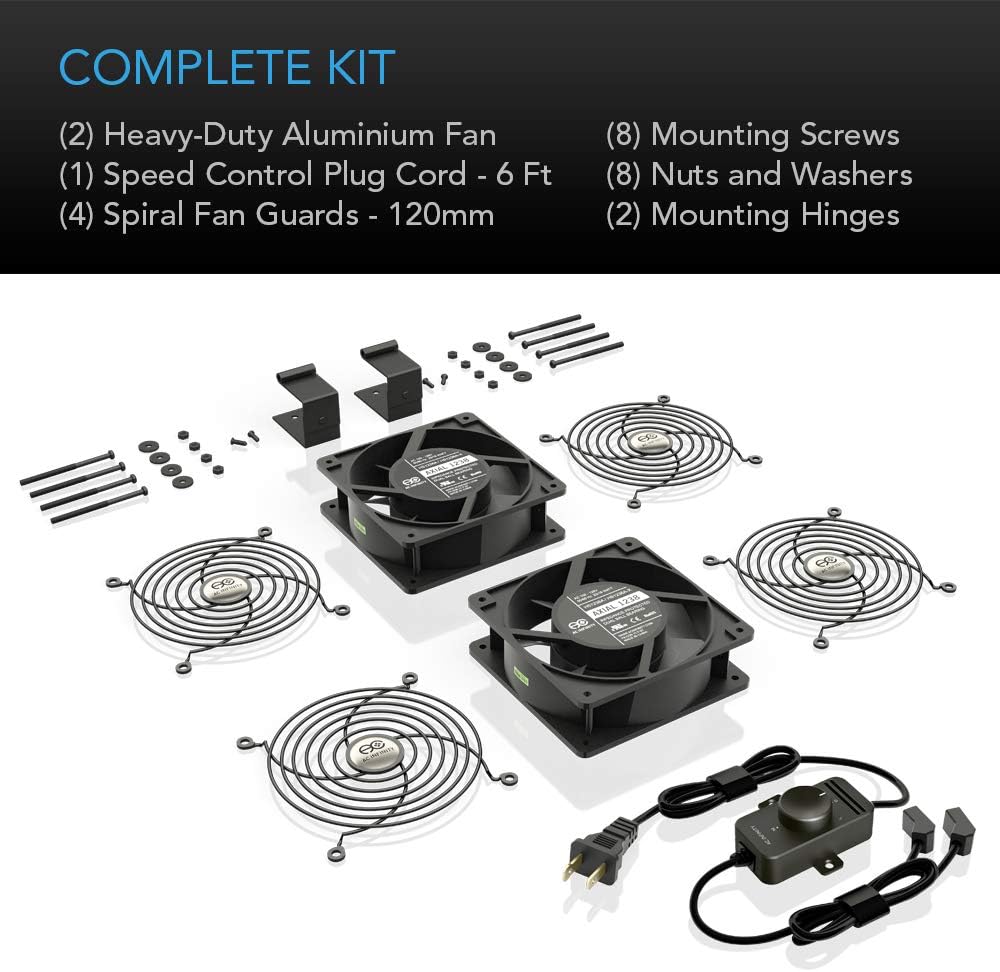 AC Infinity AXIAL S1238D, Dual 120mm Muffin Fan with Speed Controller, UL-Certified for Doorway, Room to Room, Wood Stove, Fireplace, Circulation Projects
