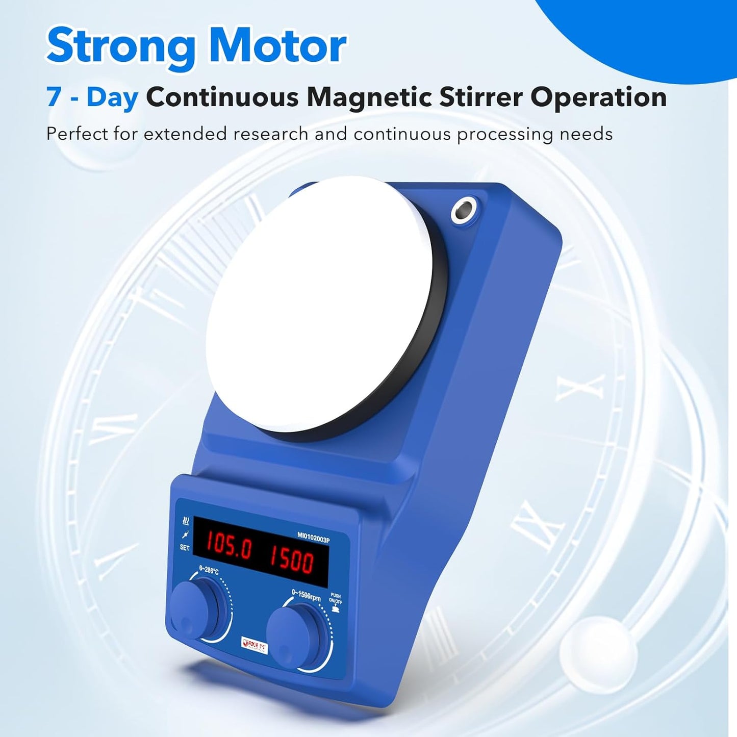 FOUR E'S SCIENTIFIC 5 Inch Pro Magnetic Stirrer Hotplate 100-1500RPM, Upgraded Ceramic-Aluminum Heating, Max Temp 280℃, Max 5L Capacity, 110V Stir Plate with Temp Probe Sensor (Not Include Stand)