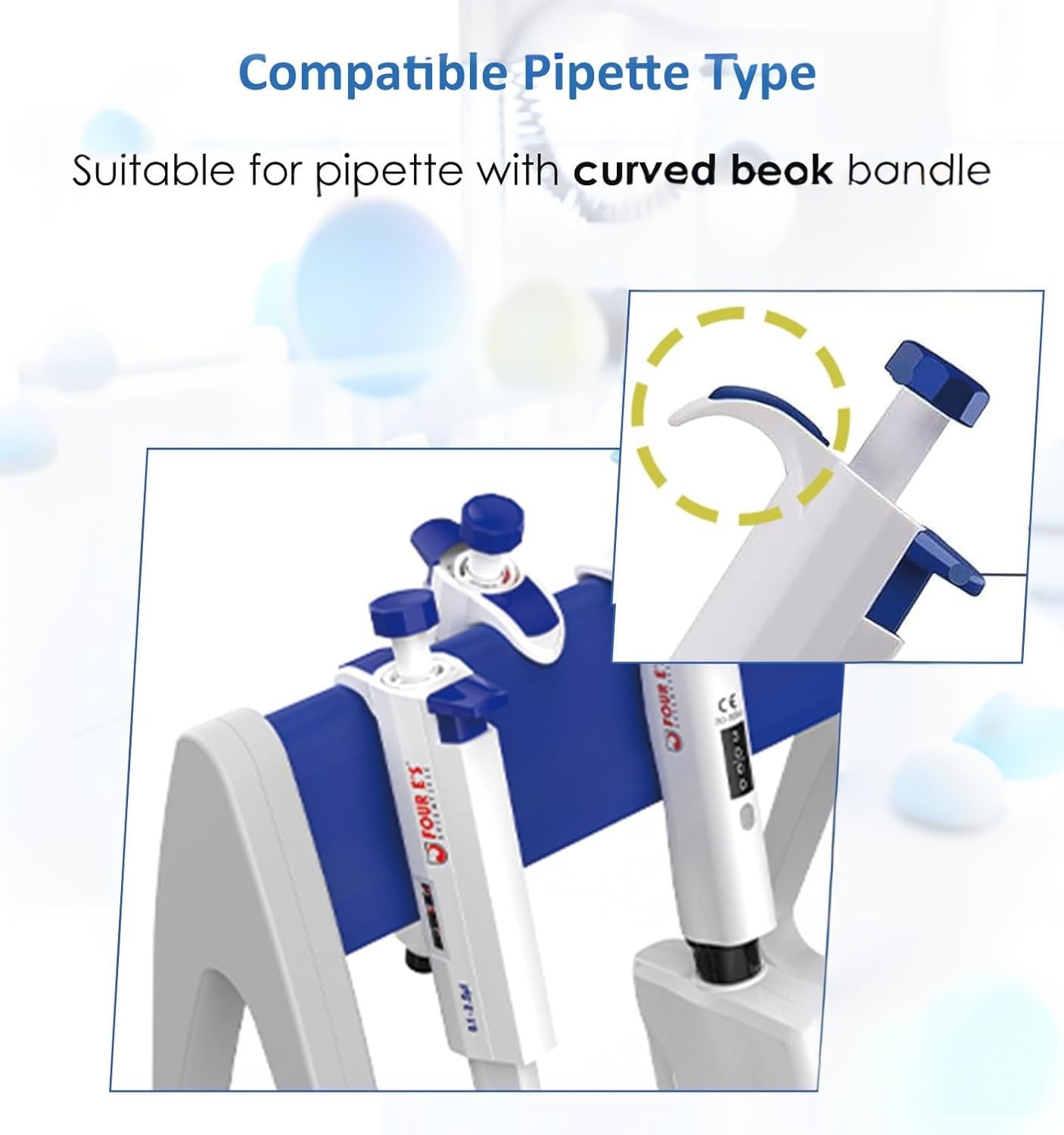 FOUR E'S SCIENTIFIC 2 Pcs Pipette Stand, Lab Pipettor Holder, Plastic Micropipette Rack Hold Up to 7-8 Pipettes (Micro Pipettes Not Included)