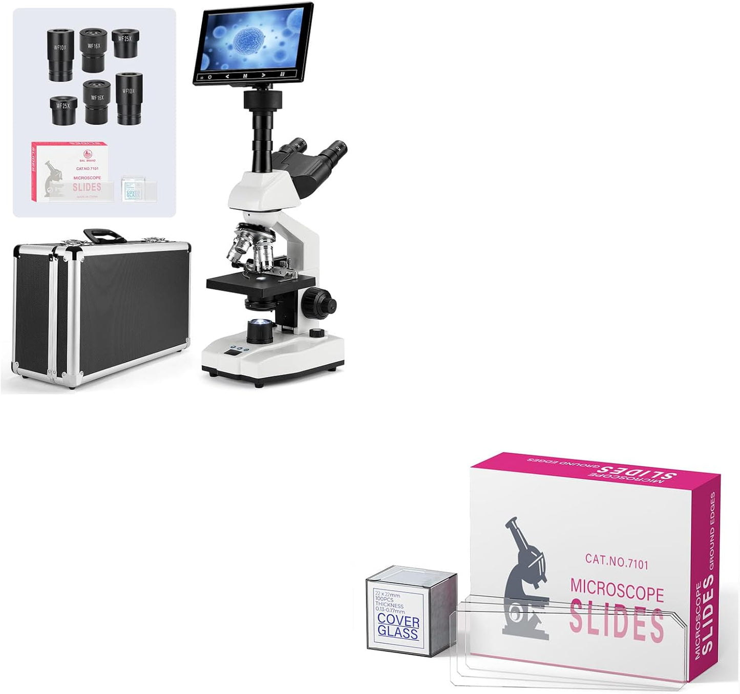 M003 Constant Temperature Trinocular with 150 Pcs Blank Microscope Slides