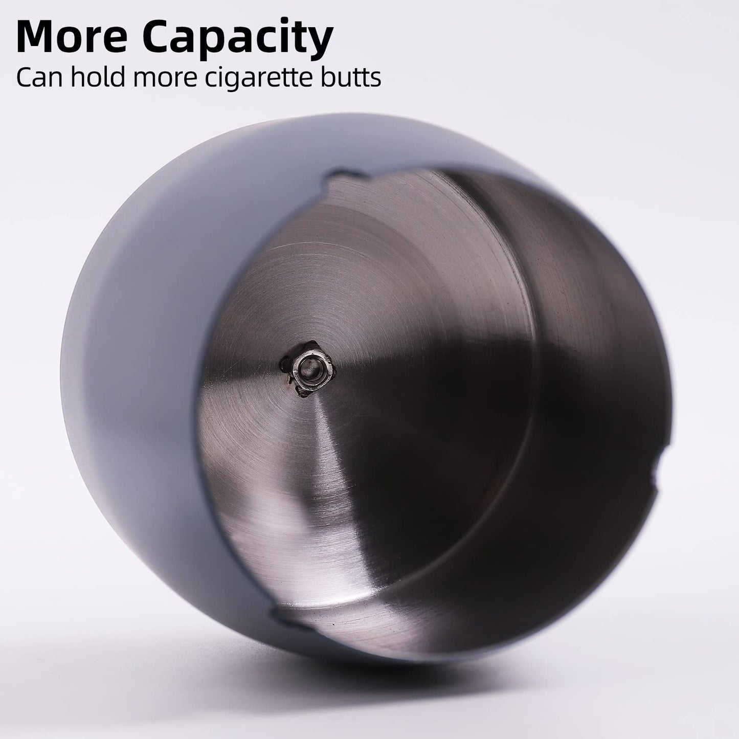 Ashtray with Lid for Cigarette, Stainless Steel Smokeless Odorless Windproof Ashtrays for Home Office Tabletop Outside Patio Outdoor Balcony(3.54"x3.0"x3.38")