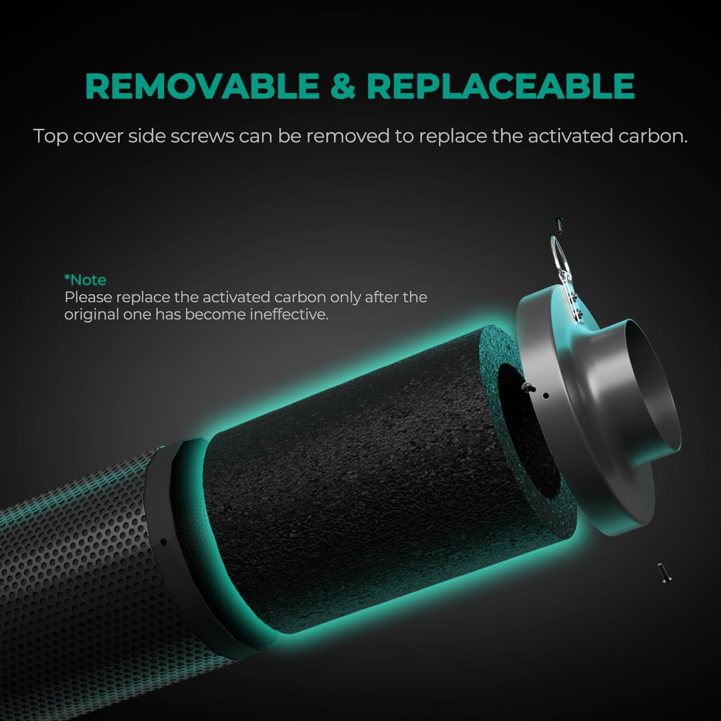 MARS HYDRO 6 Inch Carbon Filter, Inline Air Filter Odor Control with Australian Virgin Charcoal, Carbon Filter for Inline Fan, Grow Tent, Hydroponics, Pre-Filter Included, Reversible Flange